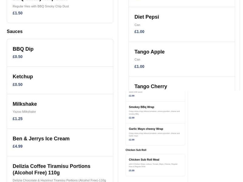 Caledonia Chicken & Ribs Menu