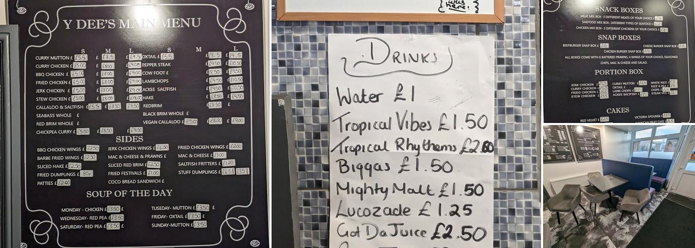 Y Dee's Jamaican Diner Menu
