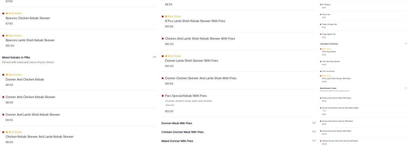 Par’s Pizza And Kebabs Dudley Menu