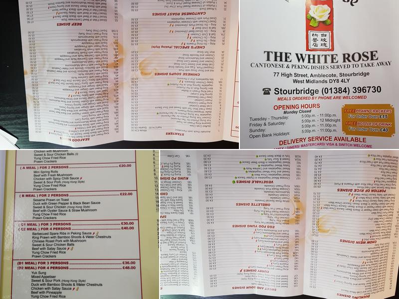The White Rose Menu