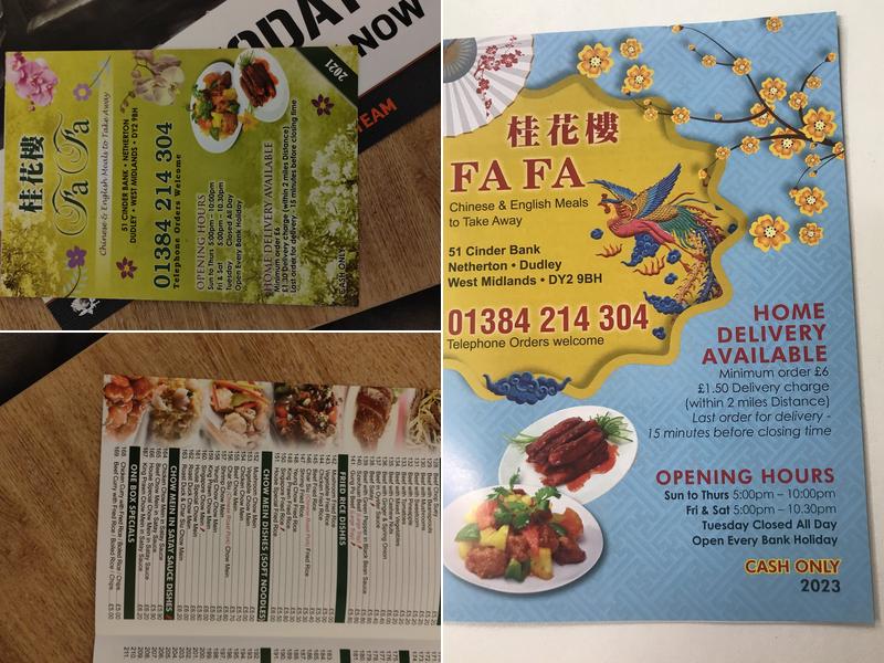 Fa Fa Chinese Takeaway Menu