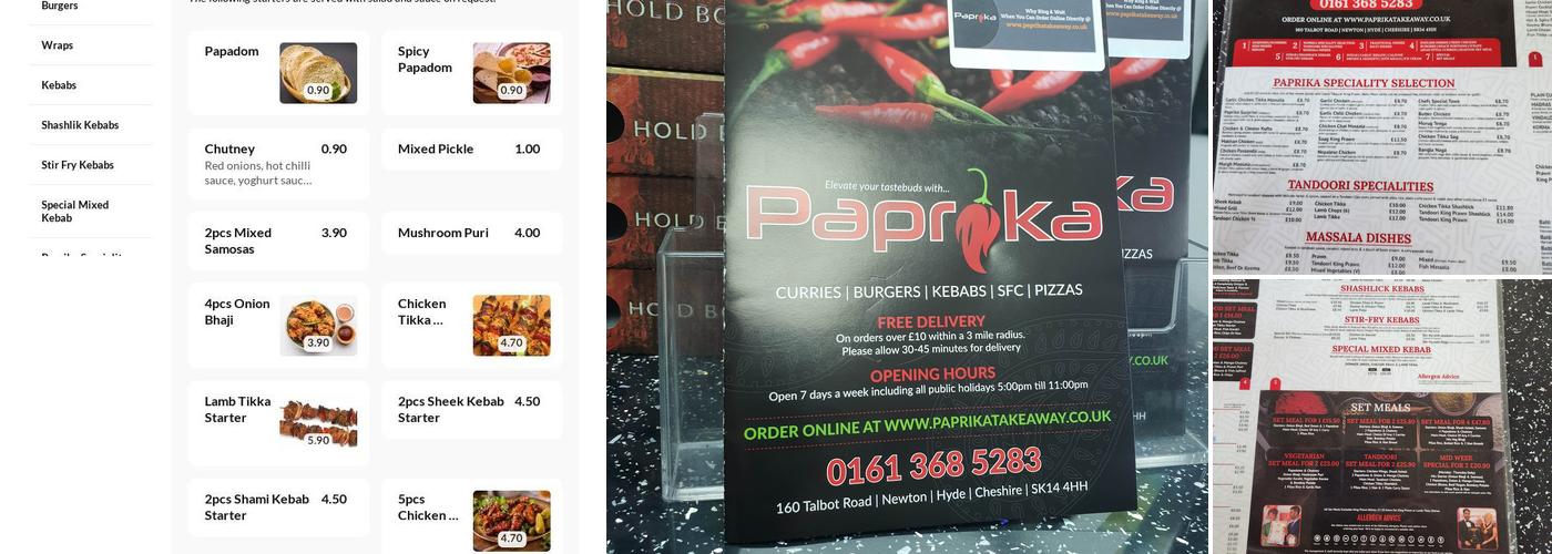 Paprika Take Away Menu