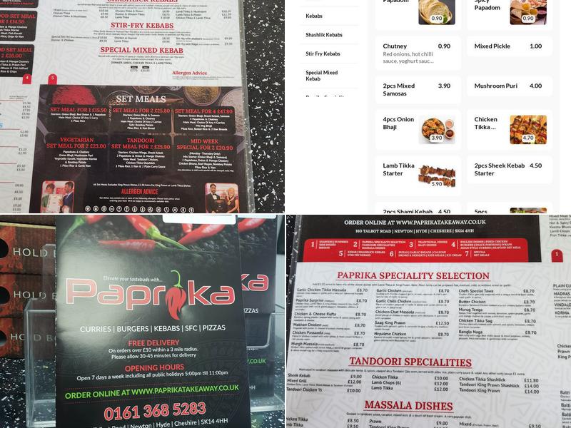 Paprika Take Away Menu