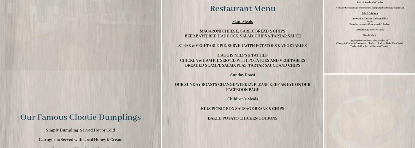 Clootie Dumpling Restaurant Ltd Within the Speyside Centre Menu