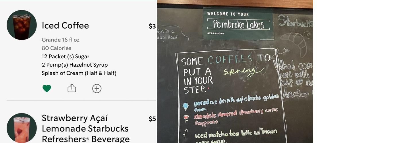 Starbucks Coffee Company Menu