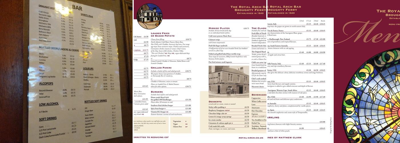 The Royal Arch Bar & Bistro Menu