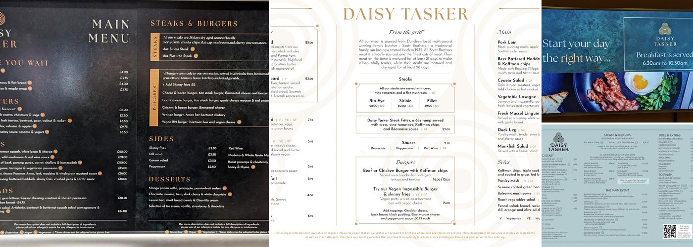 Daisy Tasker Menu