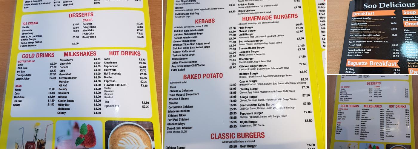 Soo Delicious Café Menu