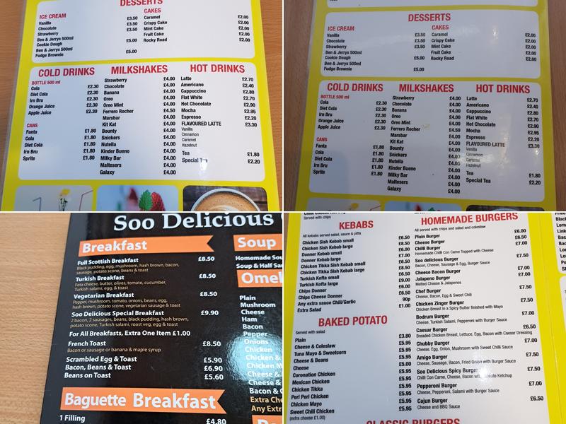Soo Delicious Café Menu