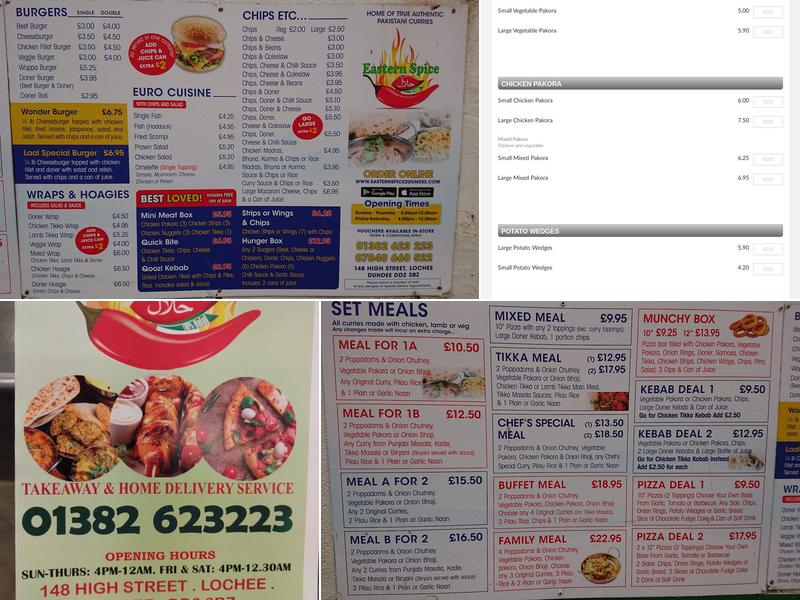 Eastern Spice Dundee Menu