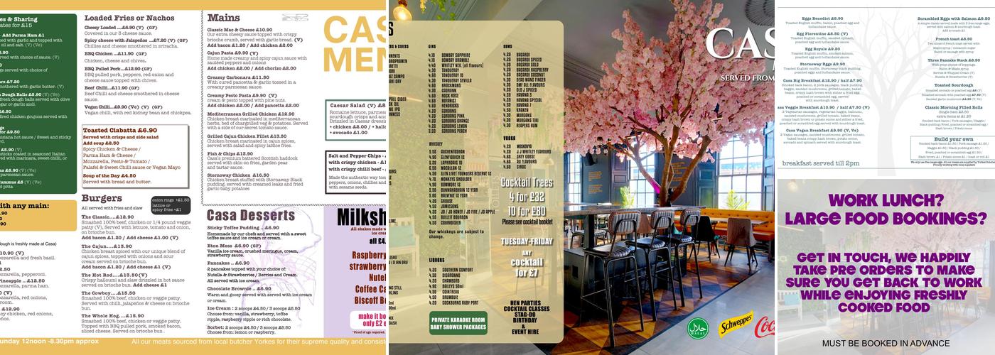 Casa Dundee Menu