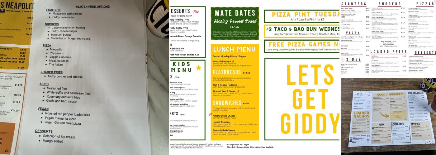 The Giddy Goose Menu