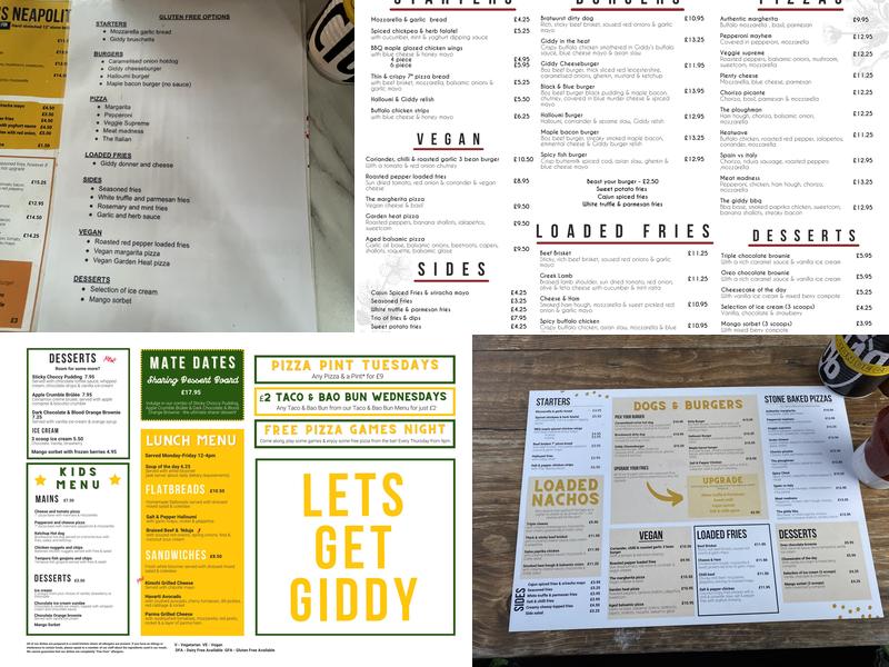 The Giddy Goose Menu