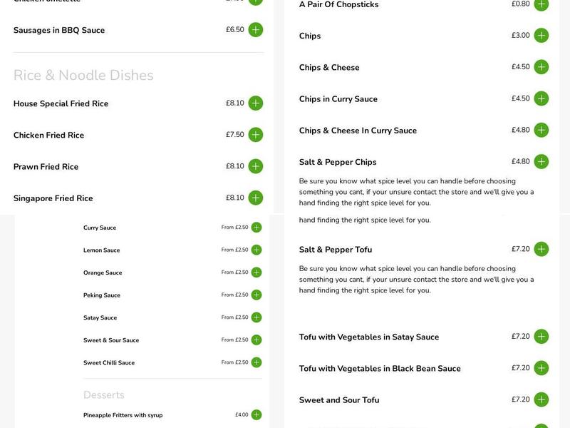 Chen's Chinese Takeaway | Dundee Menu