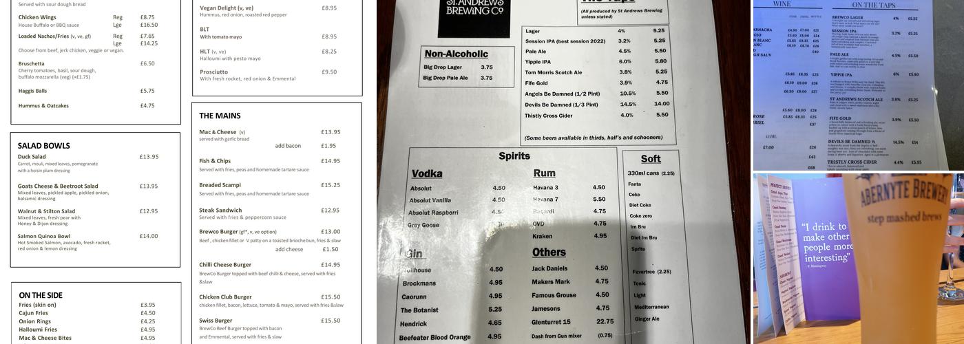 St Andrews Brewing Co. Caird Hall Menu