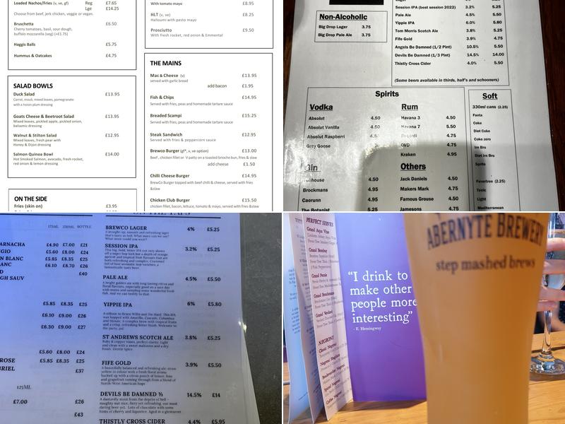 St Andrews Brewing Co. Caird Hall Menu