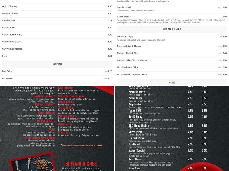 Azaad Takeaway Invergowrie Menu
