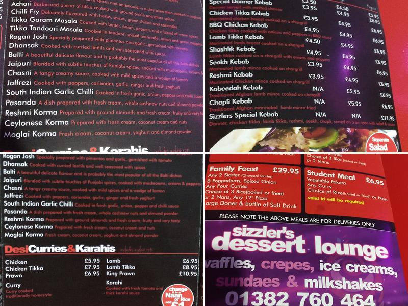 Sizzlers Menu
