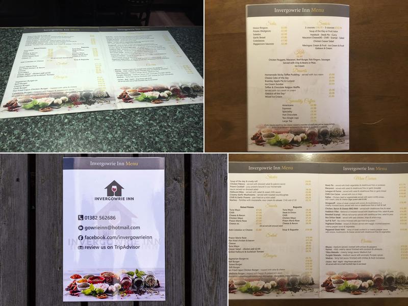 Invergowrie Inn Menu