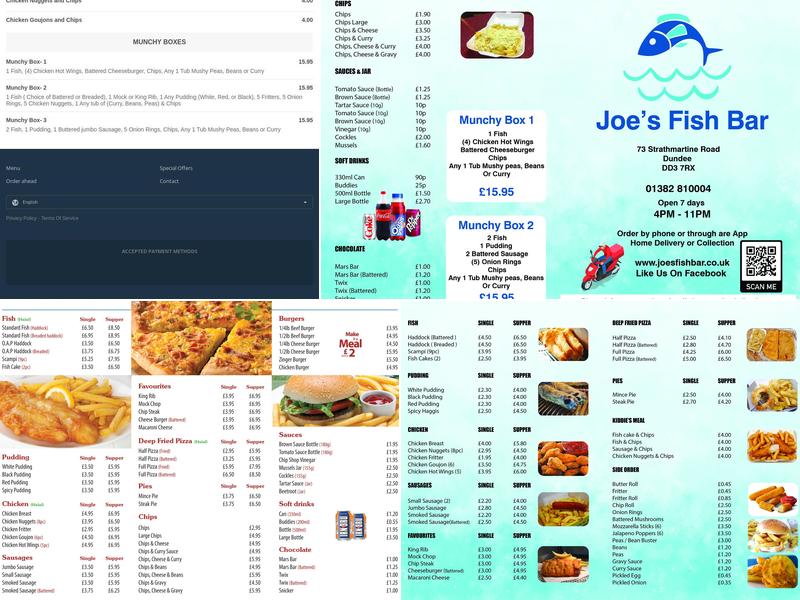 Joe's Fish Bar Menu