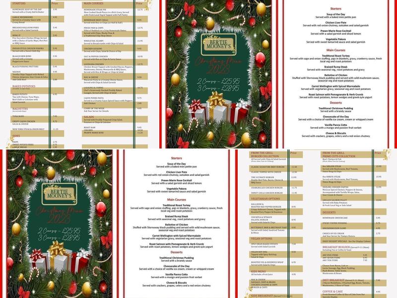 Bertie Mooney's Menu