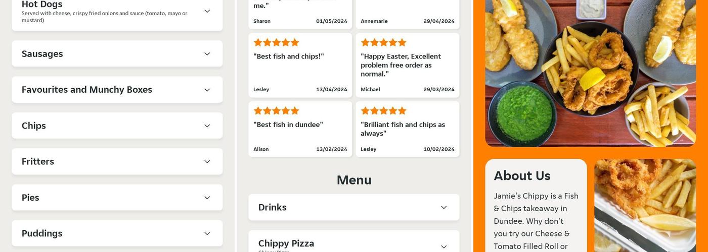 Jamie's Chippy Menu