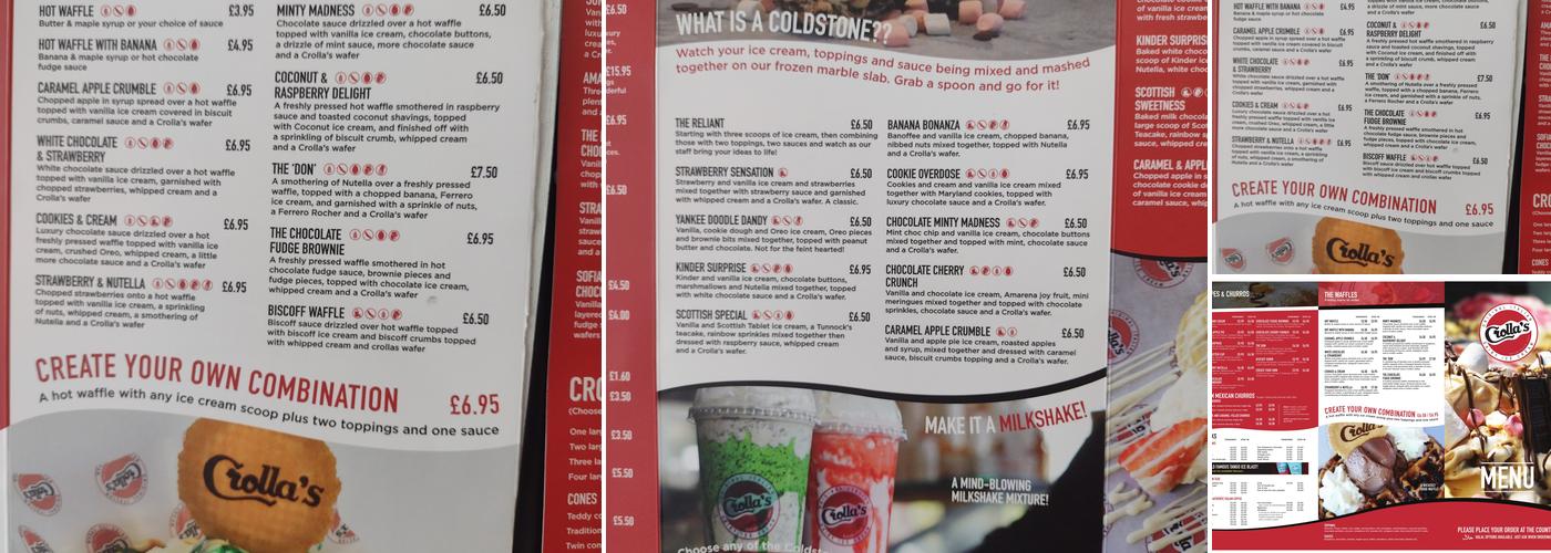 Crolla's Gelateria Menu