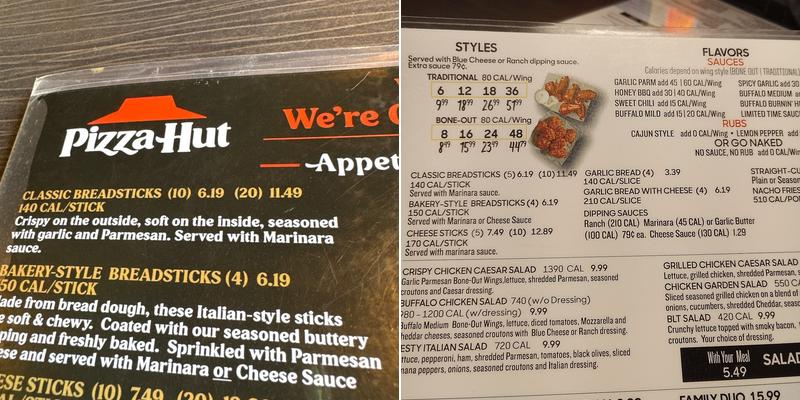 Pizza Hut Menu