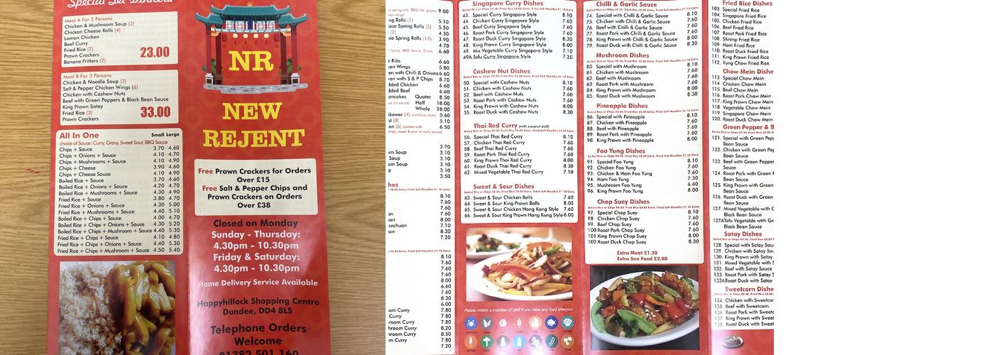 New Regent Chinese Takeaway Menu
