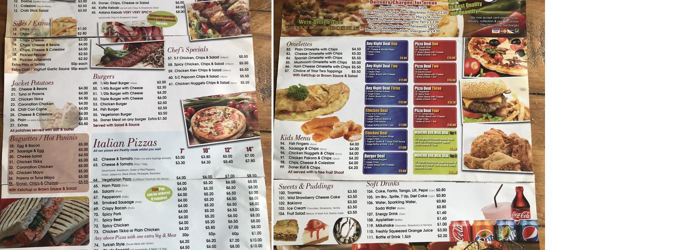 Bosphorus Cafe Kebab & Pizza Menu