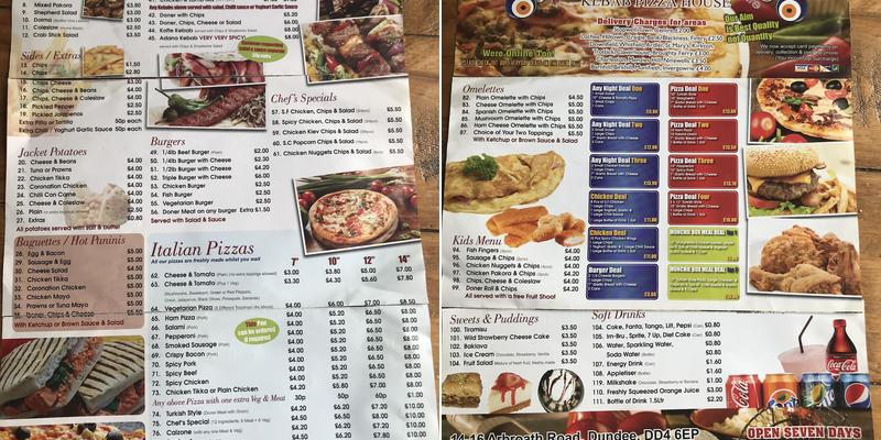 Bosphorus Cafe Kebab & Pizza Menu