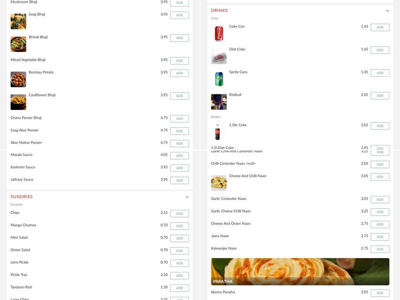 Anarkali Express Menu