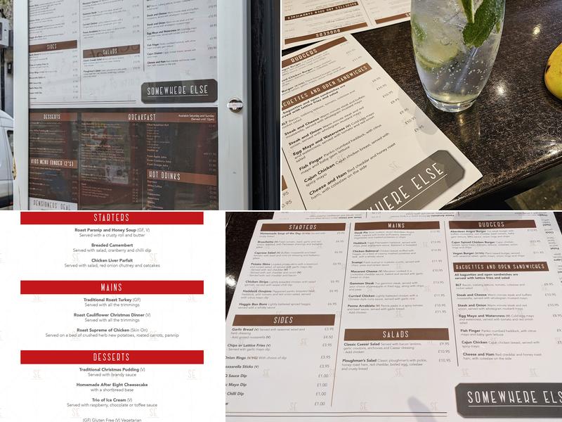 Somewhere Else Bar Menu