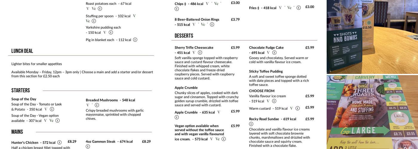 Sweet Chestnut Menu