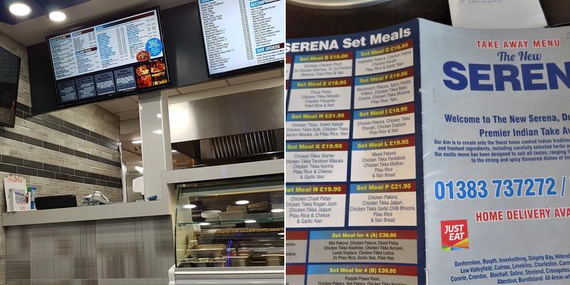 The New Serena's Takeaway Menu
