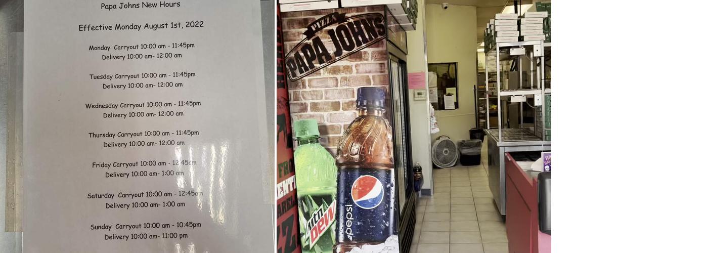 Papa Johns Pizza Menu