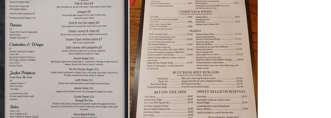 The White Swan Inn Menu