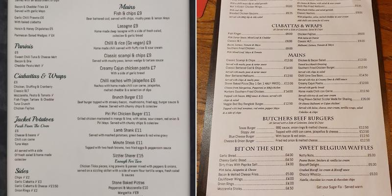 The White Swan Inn Menu