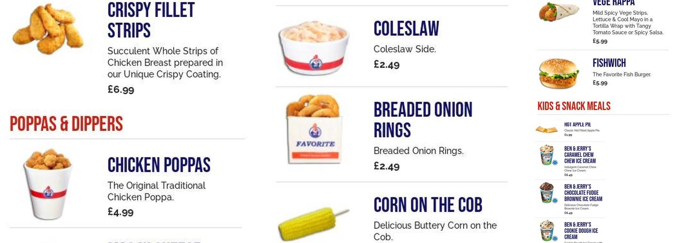 Favorite Chicken & Ribs Dunstable Menu