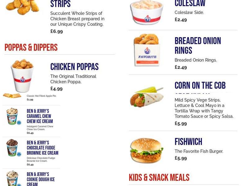 Favorite Chicken & Ribs Dunstable Menu