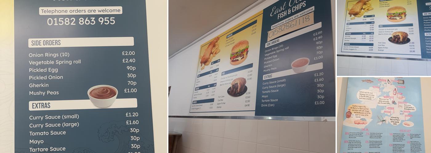 East Ocean Fish and Chips Menu
