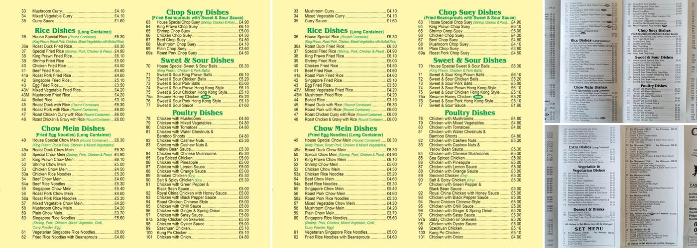 China Express Menu