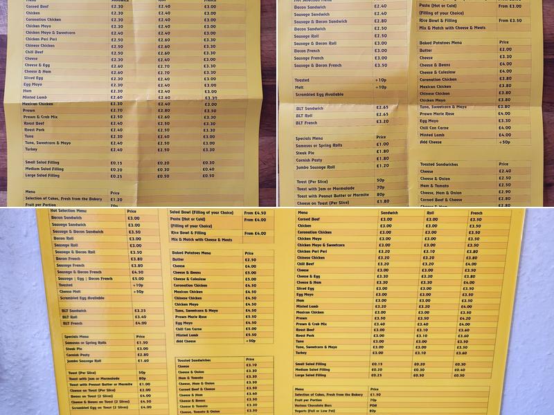 The Sandwich Bar Menu