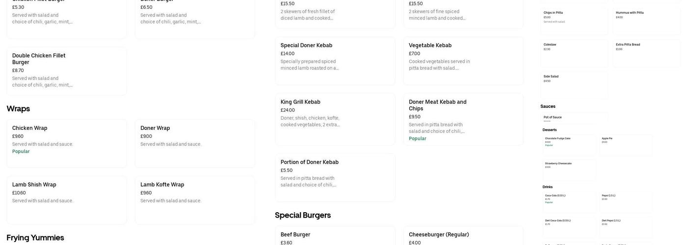 Istanbul Take Away Menu