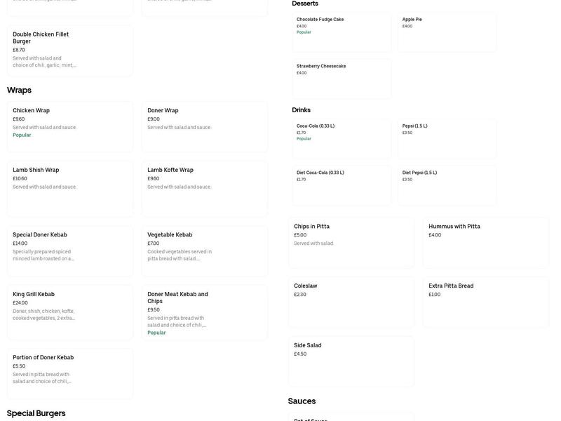 Istanbul Take Away Menu