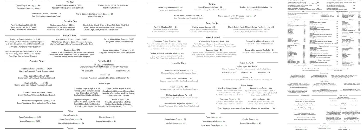 The Chartwell Restaurant Menu