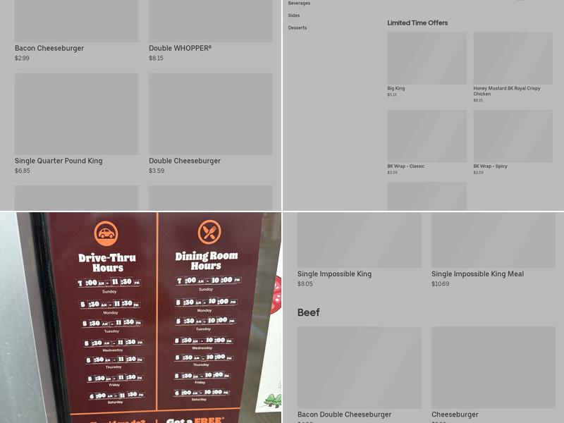 Burger King Menu