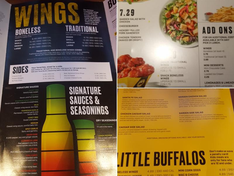 Buffalo Wild Wings Menu