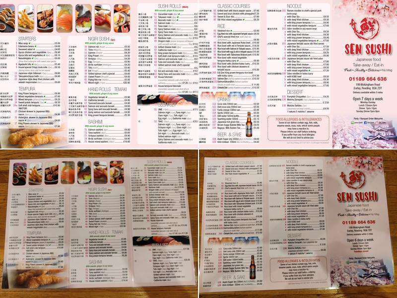 Sen Sushi Menu