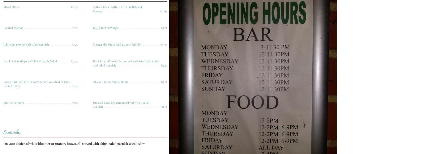 Elephant & Castle Menu